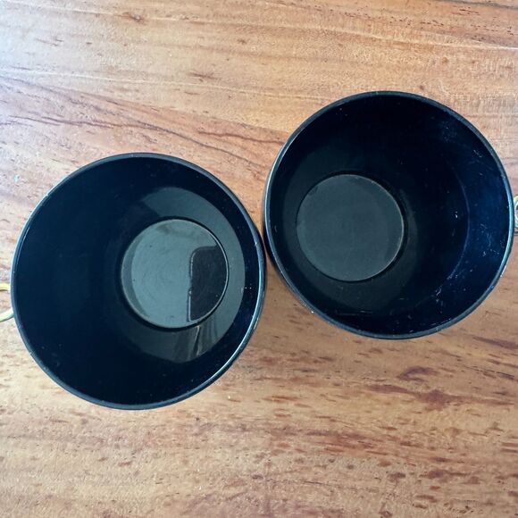 Vintage West Bend Thermo-Serv Gold Black Insulated Mugs MCM Coffee Cups Pair - Picture 2 of 8